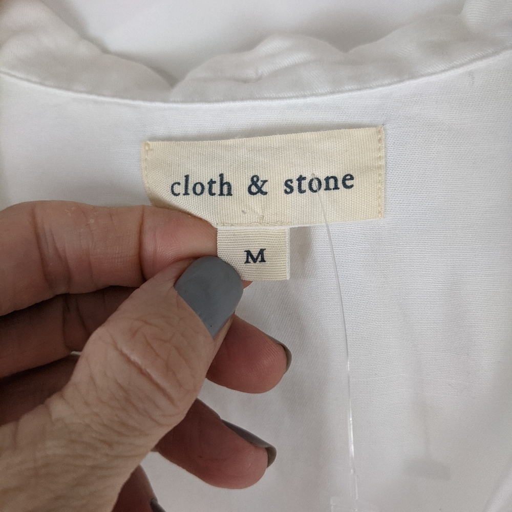 NEW Cloth & Stone Button Down Frayed Hi Lo Shirt - Picture 6 of 7